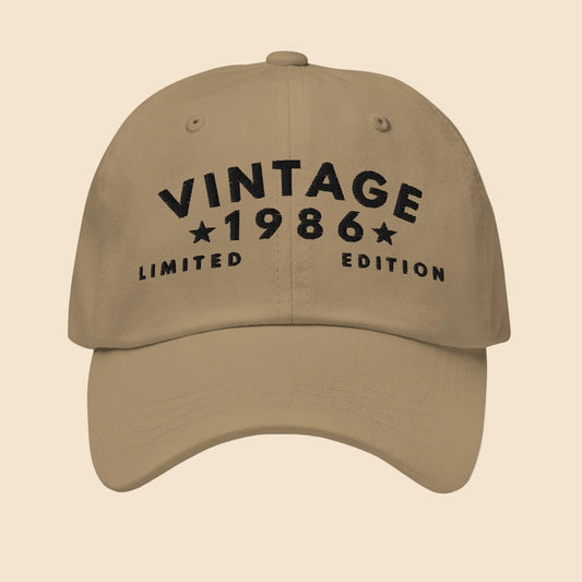 Gorra beige Vintage 1986 Limited Edition con visera curva y cierre ajustable