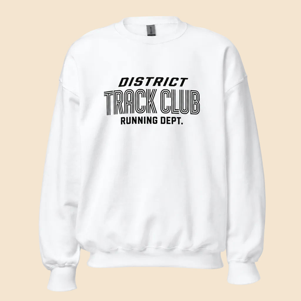 Sudadera rosa claro de cuello redondo con diseño deportivo District Track Club.