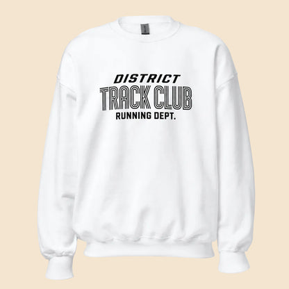Sudadera rosa claro de cuello redondo con diseño deportivo District Track Club.