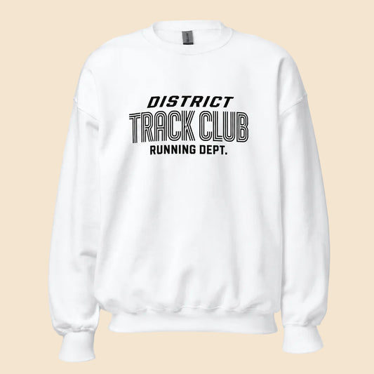 Sudadera rosa claro de cuello redondo con diseño deportivo District Track Club.