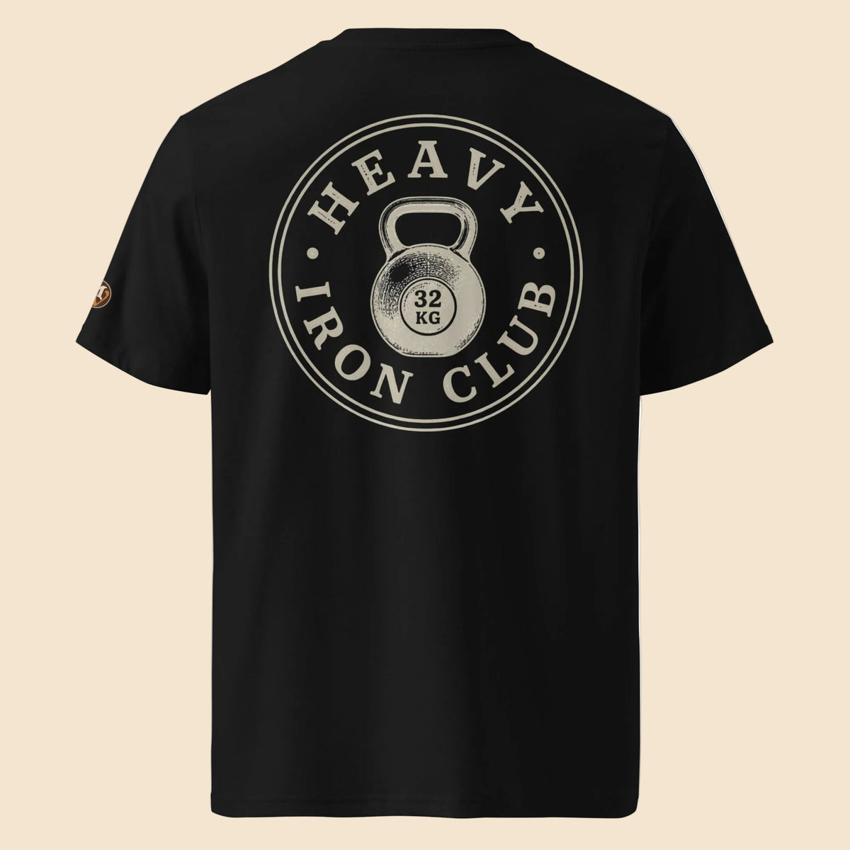 Camiseta negra de algodón orgánico con emblema circular Heavy Iron Club Melian Vintage

