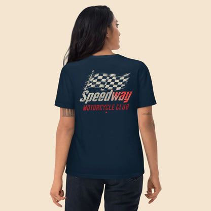 Look motero con camiseta azul marino unisex de algodón sostenible
