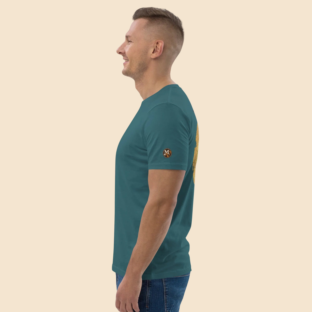 Ajuste lateral y mangas de camiseta unisex de algodón sostenible Melian Vintage
