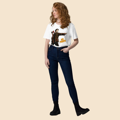 Ajuste de camiseta blanca unisex combinada con vaqueros Melian Vintage
