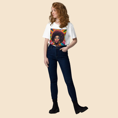 Ajuste y caída de camiseta blanca de algodón orgánico Melian Vintage
