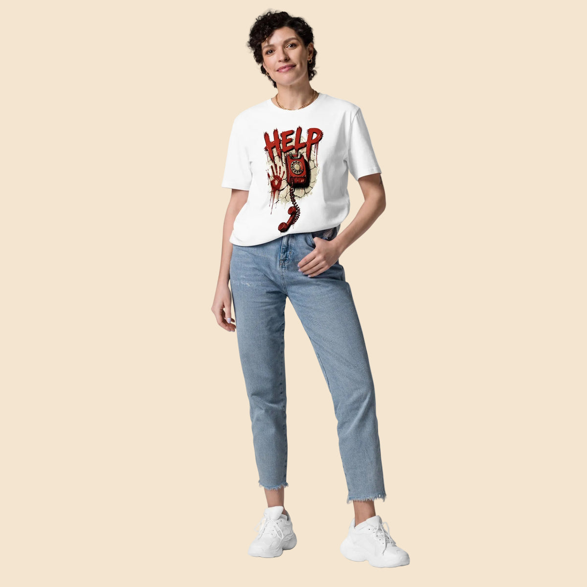 Ajuste y caída de camiseta unisex de algodón orgánico Melian Vintage

