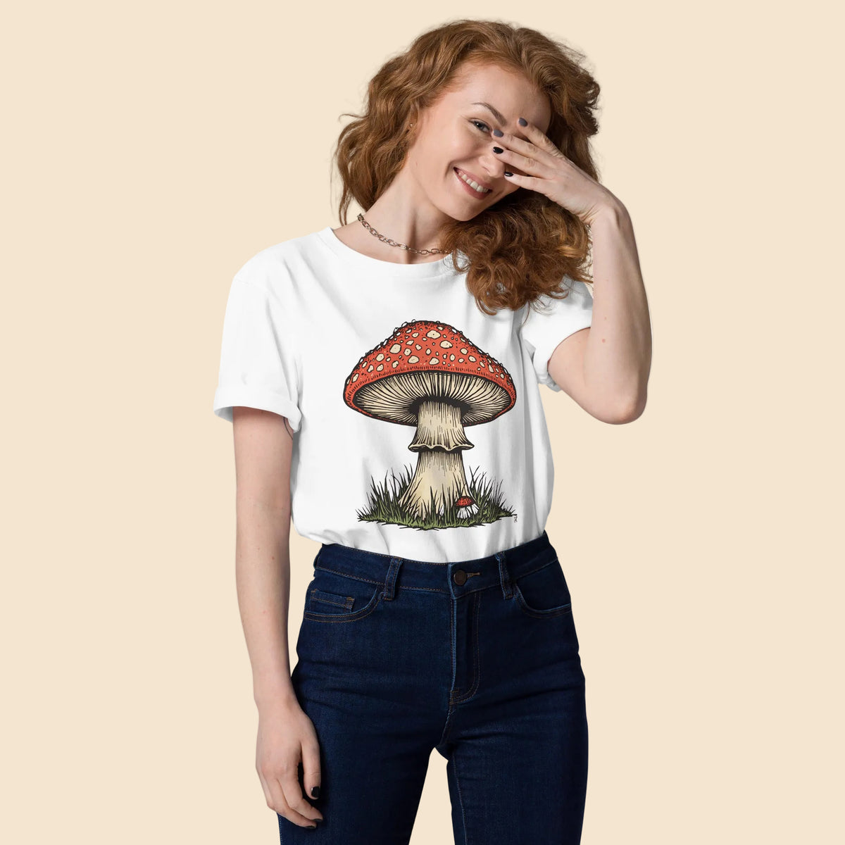 Estilo relajado con camiseta blanca estampada de corte unisex Melian Vintage
